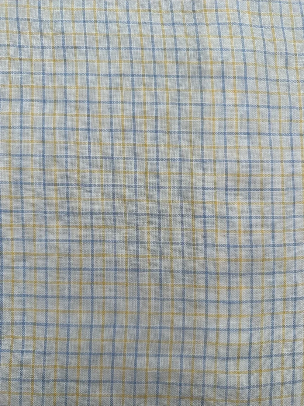 Banana Republic Mens XL 100% Linen Plaid Button Down Shirt Blue Yellow Classic